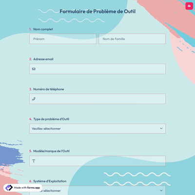 Formulaire de Problème de Outil