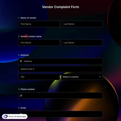 Vendor Complaint Form