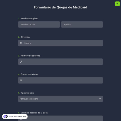 Formulario de Quejas de Medicaid