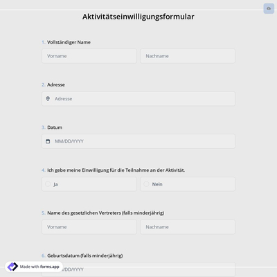 Aktivitätseinwilligungsformular