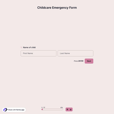 Childcare Emergency Form