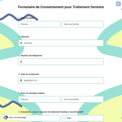 Formulaire de Consentement pour Traitement Dentaire