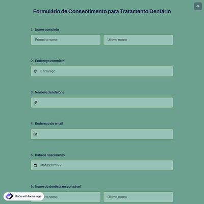 Formulário de Consentimento para Tratamento Dentário