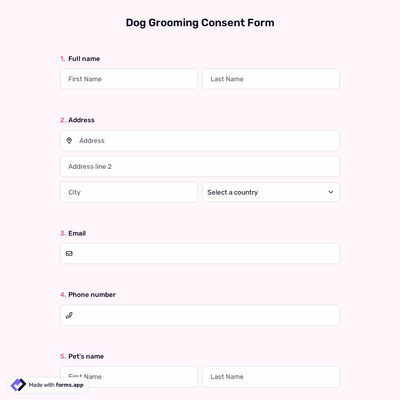 Dog Grooming Consent Form