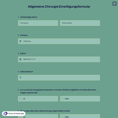 Allgemeine Chirurgie Einwilligungsformular