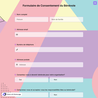 Formulaire de Consentement du Bénévole