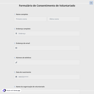 Formulário de Consentimento de Voluntariado