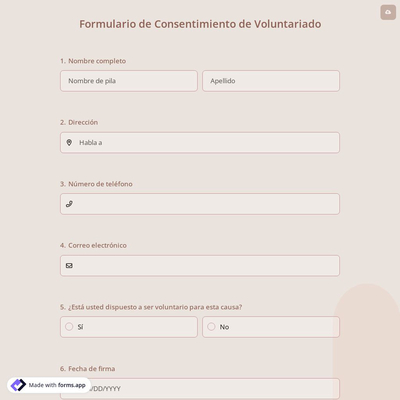Formulario de Consentimiento de Voluntariado