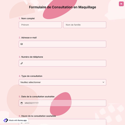 Formulaire de Consultation en Maquillage