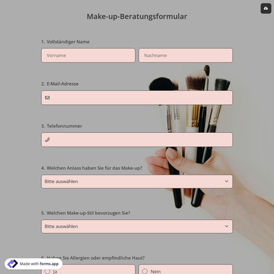 Make-up-Beratungsformular