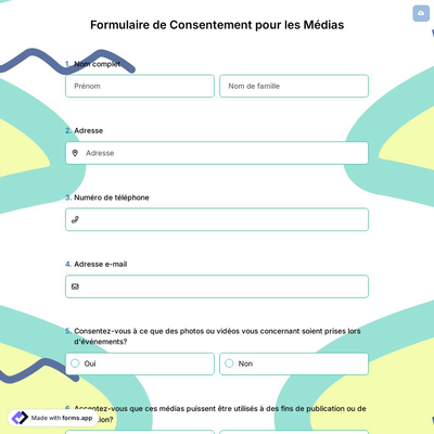 Formulaire de Consentement pour les Médias