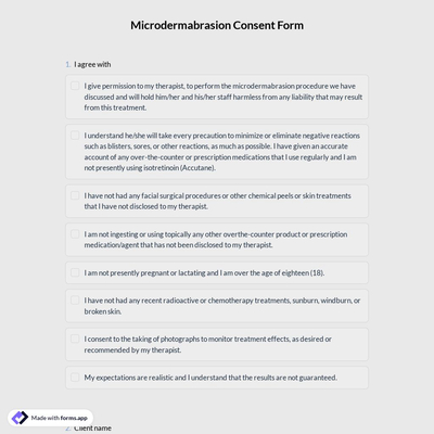 Microdermabrasion Consent Form