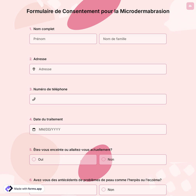 Formulaire de Consentement pour la Microdermabrasion