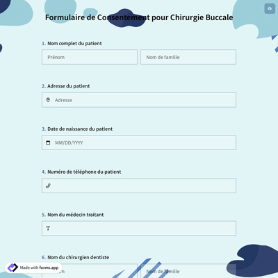 Formulaire de Consentement pour Chirurgie Buccale