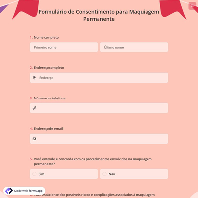 Formulário de Consentimento para Maquiagem Permanente
