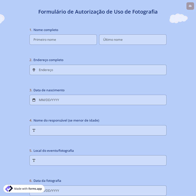 Formulário de Autorização de Uso de Fotografia