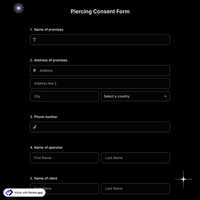Piercing Consent Form 