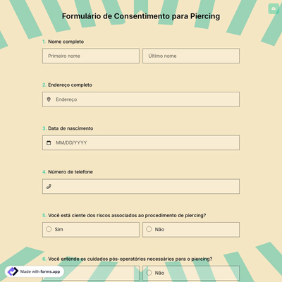 Formulário de Consentimento para Piercing