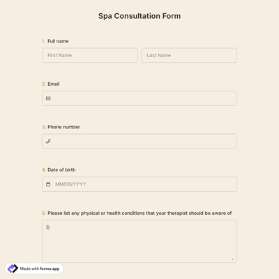 Spa Consultation Form