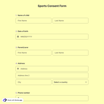 Sports Consent Form