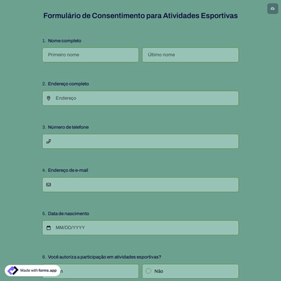 Formulário de Consentimento para Atividades Esportivas