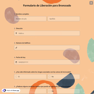 Formulario de Liberación para Bronceado