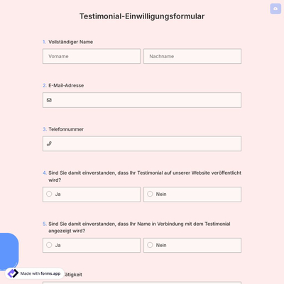 Testimonial-Einwilligungsformular