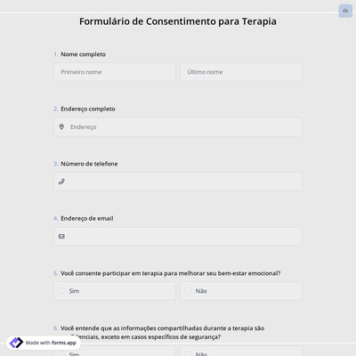 Formulário de Consentimento para Terapia