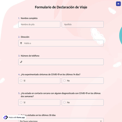 Formulario de Declaración de Viaje
