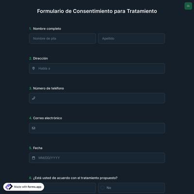 Formulario de Consentimiento para Tratamiento
