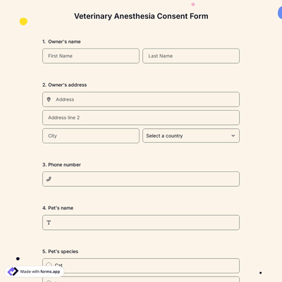 Veterinary Anesthesia Consent Form