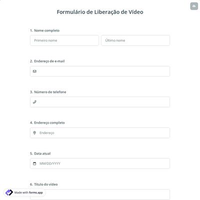 Formulário de Liberação de Vídeo