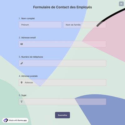 Formulaire de Contact des Employés