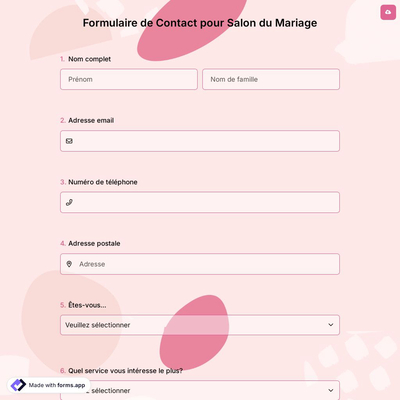 Formulaire de Contact pour Salon du Mariage