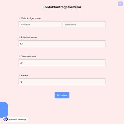 Kontaktanfrageformular