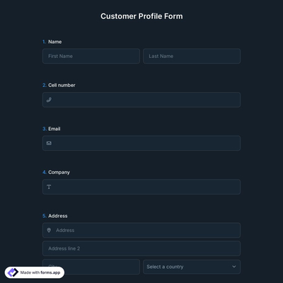 Customer Profile Form 