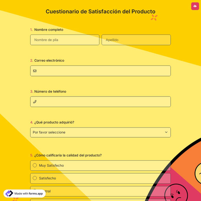 Cuestionario de Satisfacción del Producto