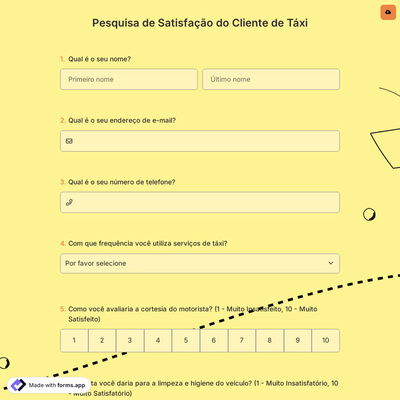 Pesquisa de Satisfação do Cliente de Táxi