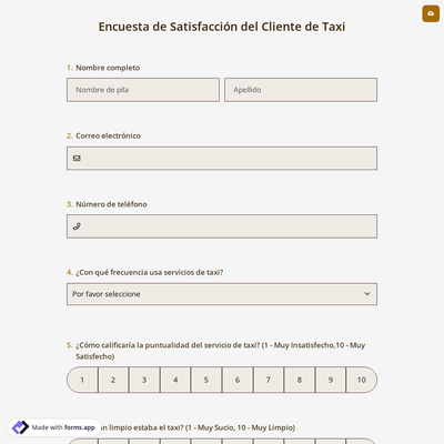 Encuesta de Satisfacción del Cliente de Taxi