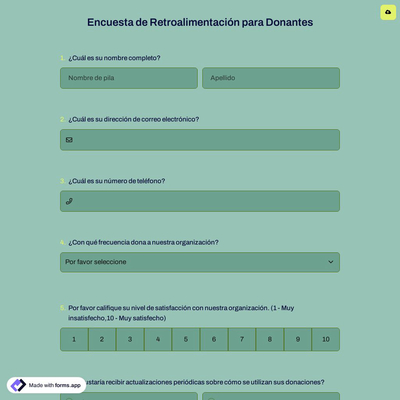 Encuesta de Retroalimentación para Donantes