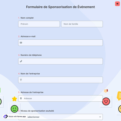 Formulaire de Sponsorisation de Événement