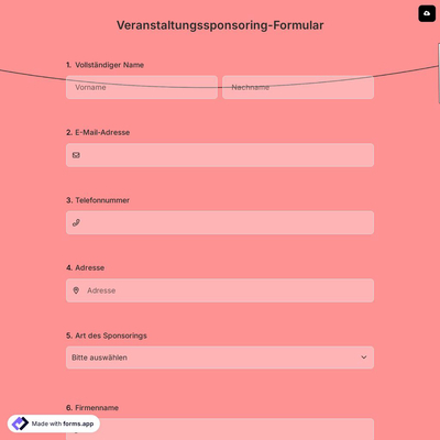 Veranstaltungssponsoring-Formular