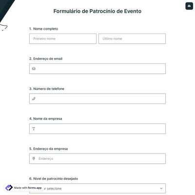 Formulário de Patrocínio de Evento