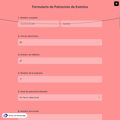Formulario de Patrocinio de Eventos