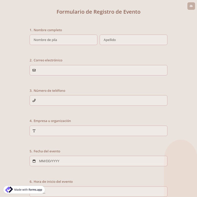 Formulario de Registro de Evento