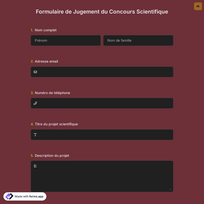 Formulaire de Jugement du Concours Scientifique