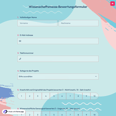 Wissenschaftsmesse Bewertungsformular