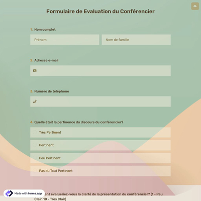 Formulaire de Evaluation du Conférencier