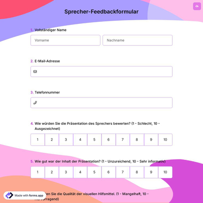 Sprecher-Feedbackformular