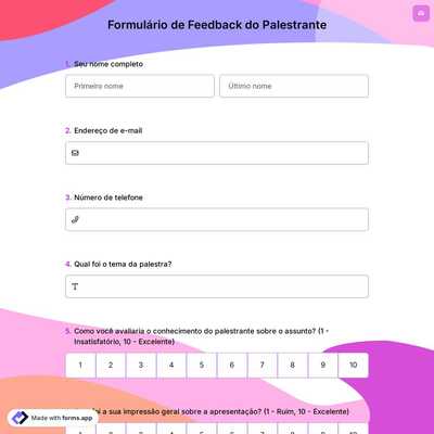 Formulário de Feedback do Palestrante